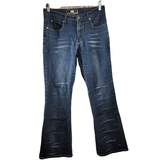RAVE R4R JEANS Medium to Dark Wash Junior's Stretch Bootcut Denim Jeans | 11 - Picture 1 of 7